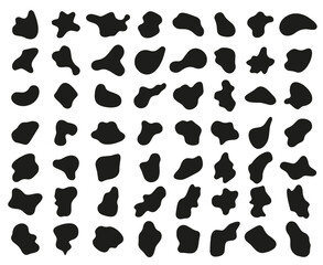 Blob mask shapes. Unique abstract liquid forms, organic black backgrounds and random design elements vector set