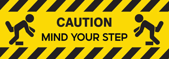 Caution vector sign. Mind your step sign.