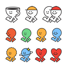 set of cartoon people character icons 