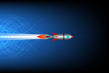 Fototapeta na wymiar Rocket space ship take off, Start Up Concept Symbol Space Roket Ship. Vector illustration.