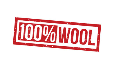 100% Wool grunge rubber stamp vector illustration on white background. 100% Wool grunge rubber stamp.