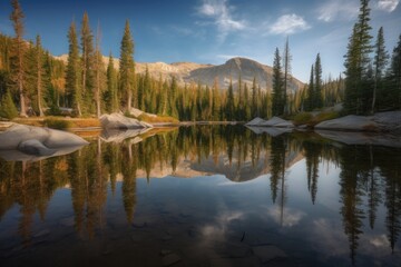 Fototapeta na wymiar lake in the mountains with beautiful reflection