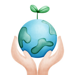 hands holding green earth