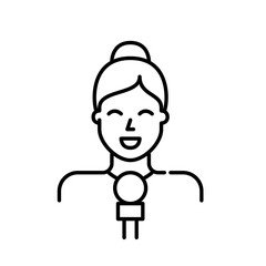 TV news reporter. Woman holding a microphone. Pixel perfect, editable stroke icon