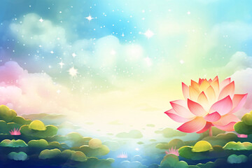 Fototapeta na wymiar Great summer solar term, summer lotus summer pond lotus leaf flower illustration