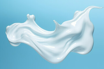 Face cream splash on light blue background