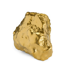 One beautiful gold nugget on white background