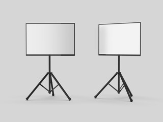 TV screen for trade show event on tripod blank template, 3d  template.