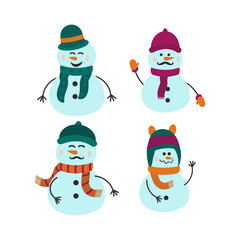 Winter Snowmen Collection For Template Design Elements