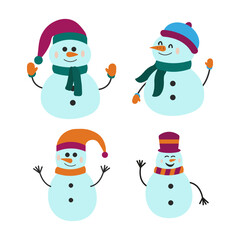 Winter Snowmen Collection For Template Design Elements