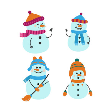Winter Snowmen Collection For Template Design Elements
