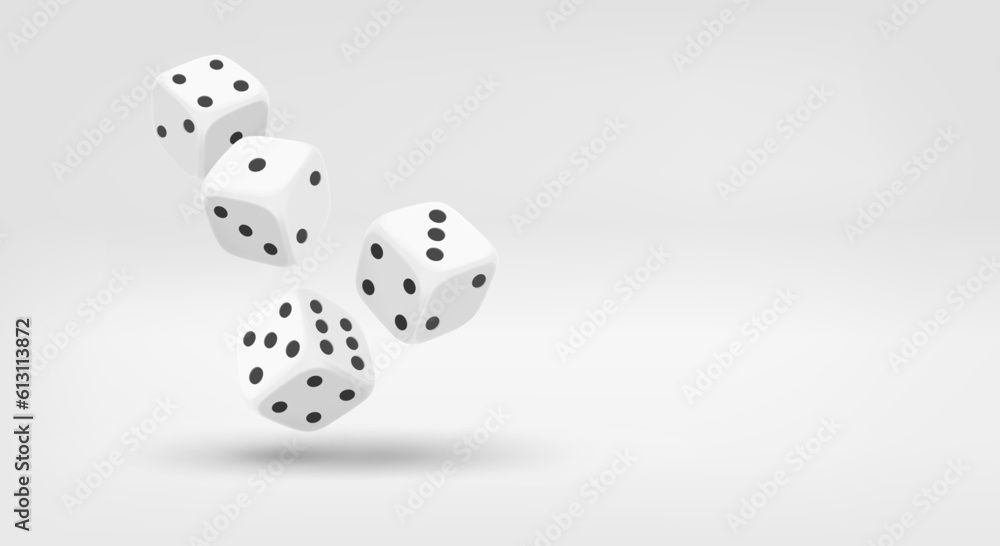 Aufkleber gambling addiction concept with dice. 3d vector banner with copy space