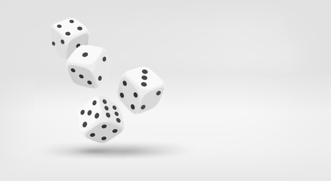 gambling addiction concept with dice. 3d vector banner with copy space
