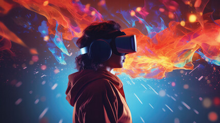 Woman wearing VR headset