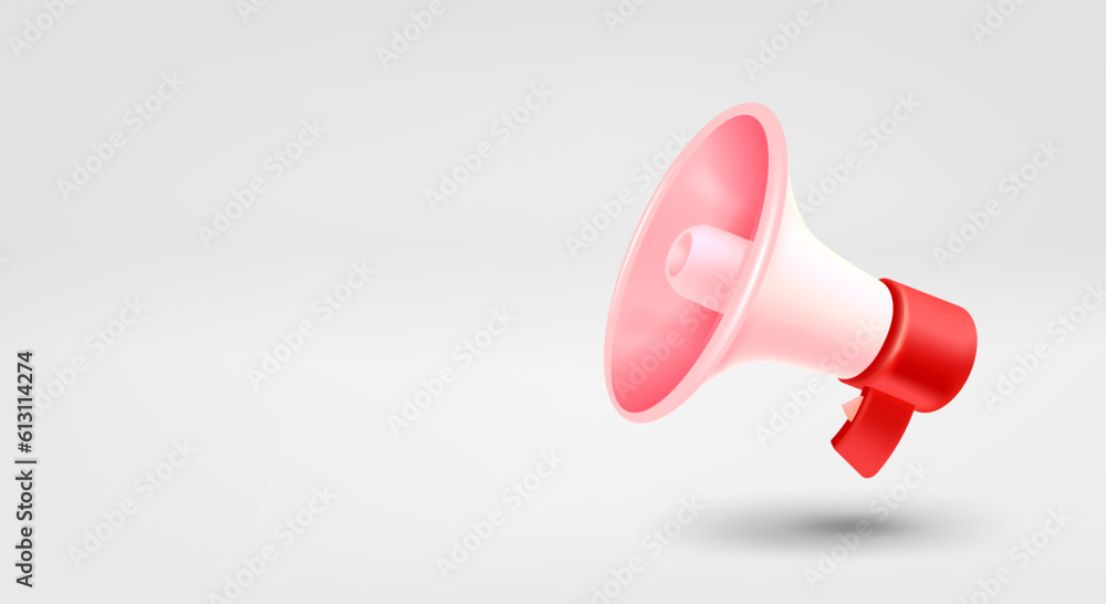 Aufkleber loudspeaker. 3d vector banner with copy space