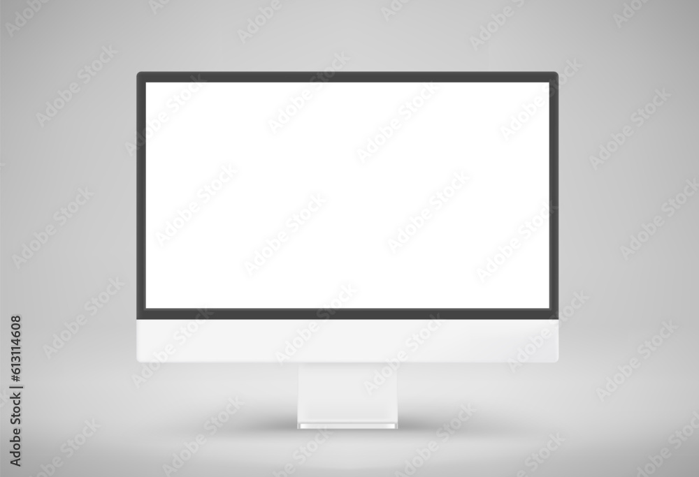 Poster Modern computer monitor with blank screen. 3d vector mockup