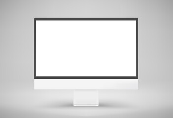 Modern computer monitor with blank screen. 3d vector mockup