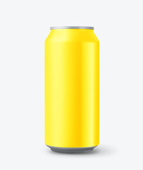 Yellow aluminium 500 ml can mockup isolated on white background. 3d vector illustration