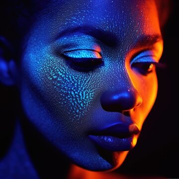 UV painted Face, Colorful Face with uv light colors