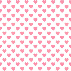 Seamless pink heart pattern background.Simple heart shape seamless pattern in diagonal arrangement. Love and romantic theme background.