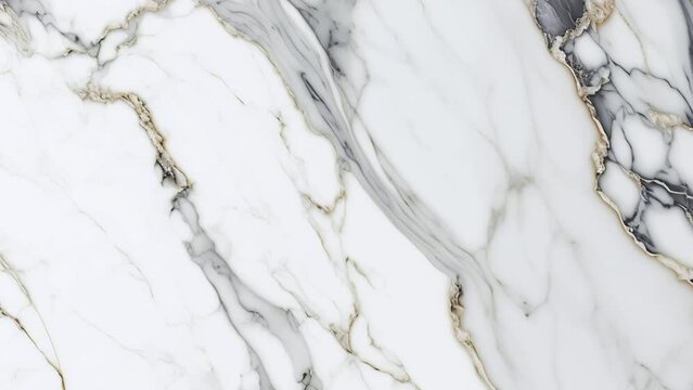 Luxury White Marble stone with gold lines background texture. Slow panoramic camera motion, macro with deep focus (blur). High detailed 4K video.  Pattern texture surface panning background. 
