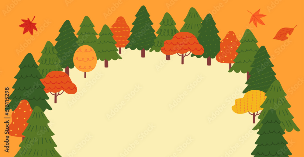 Wall mural illustration of a square in the autumn forest
