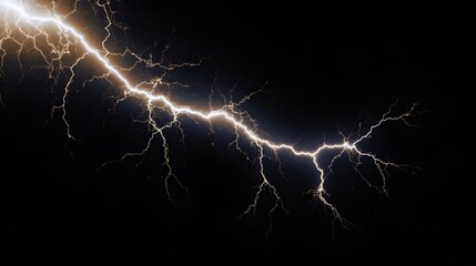 Thunderbolt Unleashed: Striking Lightning on Black Background - Generative AI