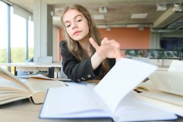 girl at the desk in school