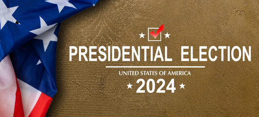 American flag and a red circle on November 5 Presidential Election Day 2024 