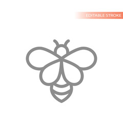 Honey bee line vector icon. Simple honeybee outline.