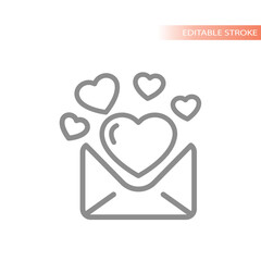 Obraz premium Dating, love letter line vector icon. Open envelope with heart, mail or valentine outline.