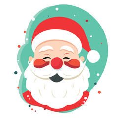 Doodle vector illustration of cute laughing Santa Clause. Icon in cartoon style. Christmas holiday card banner template design element