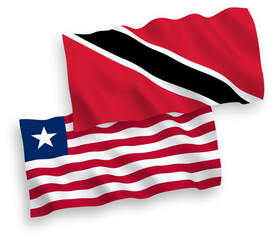 Flags of Republic of Trinidad and Tobago and Liberia on a white background