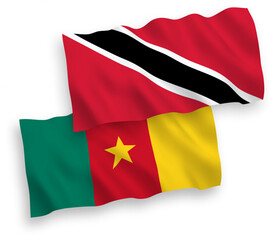 Flags of Republic of Trinidad and Tobago and Cameroon on a white background