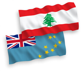 Flags of Tuvalu and Lebanon on a white background