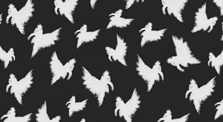 Black background with white bird pattern