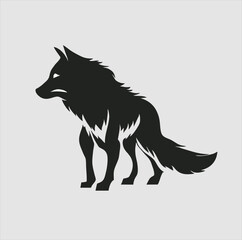 Vector design silhouette of wolf animal from the side