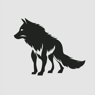 Vector design silhouette of wolf animal from the side