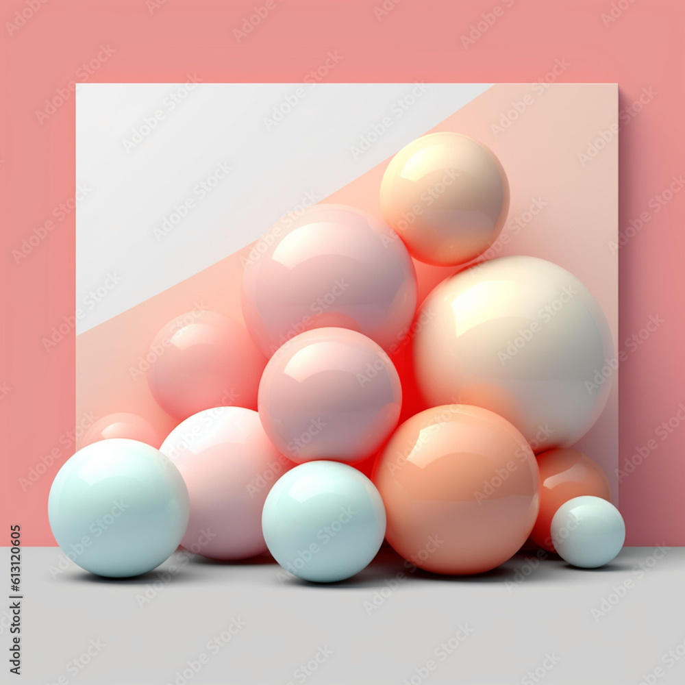 Poster balls background texture pattern minimal. pastel sphere abstract with generative ai.