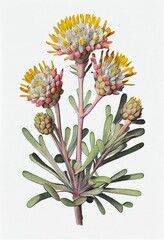 Helichrysum, Everlasting, Immortelle, Strawflower, Medicinal Plant, Abstract Generative AI Illustration