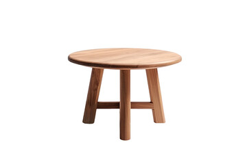 Brown wooden table in minimal style isolated on transparent background for decorative furniture in the room.