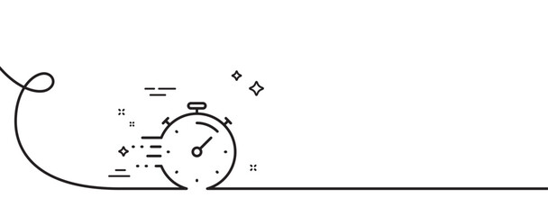 Timer line icon. Continuous one line with curl. Time management sign. Stopwatch symbol. Timer single outline ribbon. Loop curve pattern. Vector