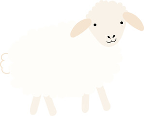 sheep isolated on white, cute vector illustration of a sheep, farm animal stylised image