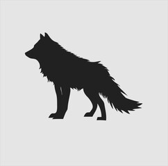 Vector design silhouette of wolf animal from the side