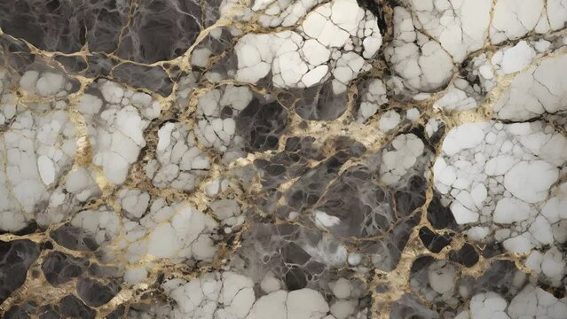 Luxury Marble stone with gold lines background texture. Slow panoramic camera motion, macro with deep focus (blur). High detailed 4K video.  Pattern texture surface panning background. 