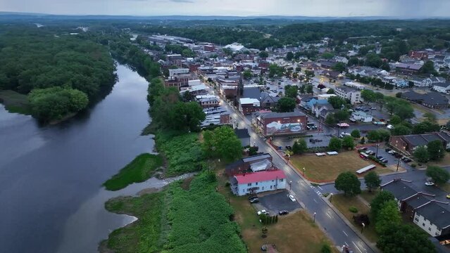 Downtown Milton, Pennsylvania with drone video circling.