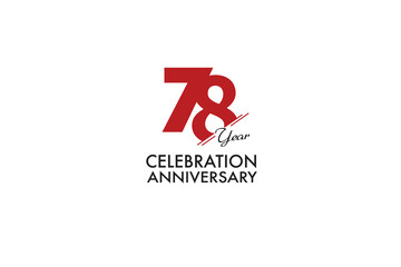 78th, 78 years, 78 year anniversary with red color isolated on white background, vector design for celebration vector