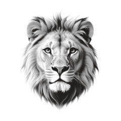 Lion halftone vector illustration. Black dots animal design isolated on white
