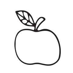 Apple. Doodle apple fruit isolated on white background. Abstract image of a fruit. Vector illustration