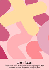 Abstract Minimal Vector Background in Trendy Doodle Style.   Vibrant Graphic Print with Dynamic Lines and Geometric Shapes.  Set of Vivid Poster 80s - 90s Design for Landing Page, Cover, Brochure.